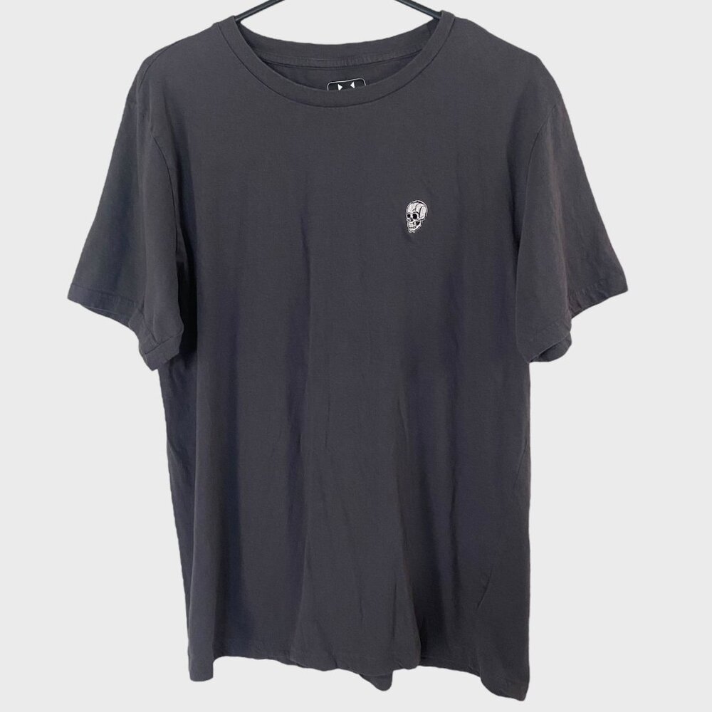 WXYZ Skull Embroidered Graphic T-Shirt Gray Men's XL Short-Sleeve Skeleton Tee